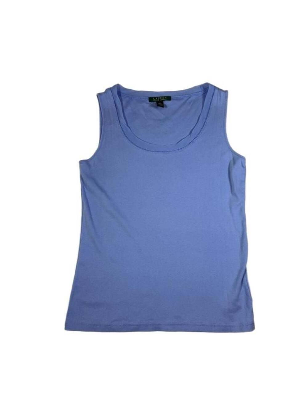 Lauren Ralph Lauren Blue Cotton Scoop Neck Tank Top